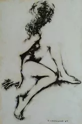 Buy Female Nude Study - C Greenwood - 1969 - Black & White - Ink & Oil On Board • 125£