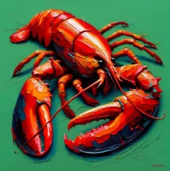 Buy Lobster Print Of Oil Painting On Hard Vinyl Board • 65£
