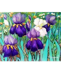 Buy Iris Painting Flower Original Art Floral Wall Art Iris 16x20 Oil Painting • 514.53£