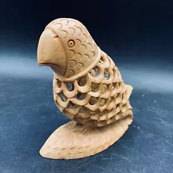 Buy Hand Carved Bird Fretwork Hides Inner Baby Grumpy Parrot Skilled Folk Craft Art • 27.47£