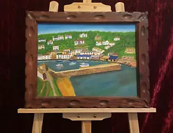 Buy Original Acrylic Painting British Port/Harbour Art In Dark Wood Frame • 39.99£