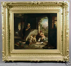 Buy 19th Century German Oil In The Style Of Ludwig Knaus Interior Scene With Family • 20,474.86£