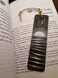 Buy Original Fullmoon Seascape Hand Painted Bookmark On Wooden Board Christmas Gift • 4.97£