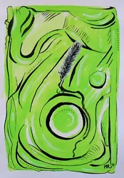 Buy  Original Painting On Paper 'Green Ooze' By Michelle Ranson • 10£