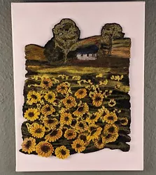 Buy Vintage Felted Embroidery Painting Sunflower Field Signed Dyson Framed 18x14in A • 45£