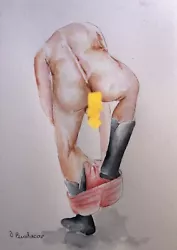 Buy 12x9 Original Hand Painted Artwork Watercolor Painting Man Male Nude Gay 5 • 57.72£