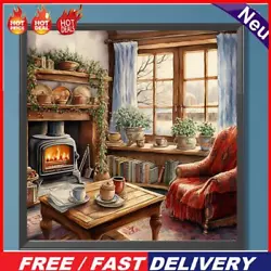 Buy Paint By Numbers Kit On Canvas DIY Oil Art Winter Fireplace Picture Decor40x40cm • 7.46£