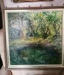 Buy Vintage Signed Framed Oil Painting Woodland Pond Scene  Painted On Board 1987 • 59.99£