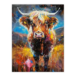Buy Highland Cow Scottish Hairy Coo Paint Splat Wall Art Poster Print Picture • 11.99£