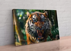 Buy X Large Tiger Teeth In Jungle Cat Animal Canvas Wall Art Painting Picture Print • 79.99£