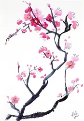 Buy Sakura Watercolor Japanese Wall Art Print Cherry Blossom Giclee Print • 28.35£