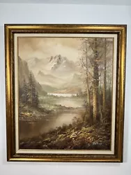 Buy Framed Oil Painting Misty Mountain Trees River Landscape Signed Nathan Original • 124.32£