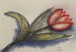 Buy TULIP Original Watercolor With Frame Picture Drawing Flower Botany Flower Watercolor • 53.19£