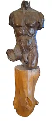 Buy Classical Roman Nude Male Torso Heavy Bronze Sculpture On Wood Stump • 1,181.24£