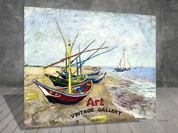 Buy Van Gogh Fishing Boats On The Beach Les Saintes SEA CANVAS PAINTING ART 736  • 3.96£