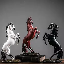 Buy Resin Horses Figurine Lifelike Hand Curved Desktop Sculpture Home Office Bar • 20.53£