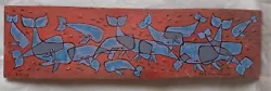 Buy Original Painting Oil On Wood Abstract Red Sea Whales Signed R Scott • 50£