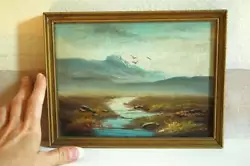 Buy TINY VINTAGE HIGHLANDS LANDSCAPE OIL PAINTING. Mountain Scottish Nature Picture • 89£