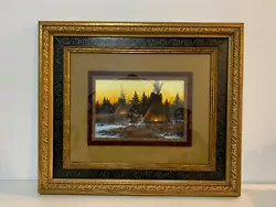 Buy John Paul Strain Signed Gouache Painting Winter Sunset Native American Teepees • 2,559.36£