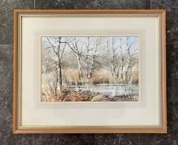 Buy Original Vintage Watercolour Painting, Woodland Pool In Winter, Valerie Langton • 39.99£