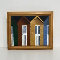 Buy Beach Huts Seaside Painting On Canvas • 15£