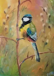 Buy Painting   Titmouse . Oil On Hardboard. Palette Knife. 5x7 Inches. Handmade 2023 • 12.44£