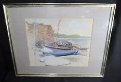 Buy Beautiful Original Gordon Willbond Watercolour Sea Thrift Boat In Harbour • 99.97£