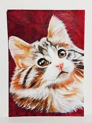 Buy Maine Coon Cat ACEO Original Animal PAINTING By Leslie Popp • 5.88£