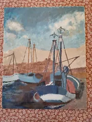 Buy Vintage Oil On Board Painting Seascape Boats  • 20£