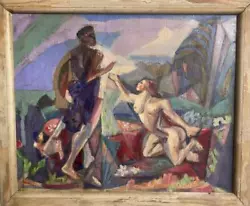 Buy Vintage Oil Painting CUBIST STUDY Venus & Adonis ALBERT HAROLD PALMER 1950's • 195£