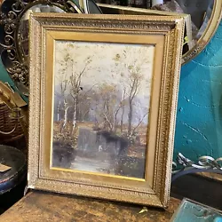 Buy Original Oil Painting Vintage Antique Country Scene Landscape Victorian Lake • 60£