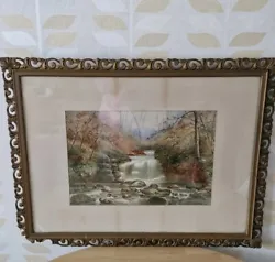 Buy Watercolour Of Waterfall Signed E.Hume Wood Gilt Frame • 23£