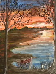 Buy Original Landscape Trees Painting, Sunset Painting Hand Painted, Home Decor A6 • 6.77£
