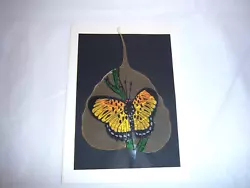 Buy Vintage  Butterfly  Hand Painted Peepal Skeleton Indian Leaf Art • 5.50£
