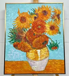 Buy Vincent Van Gogh Sunflower Oil Reproduction Impasto Style • 195£