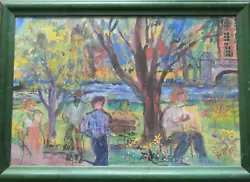 Buy Rhonda Campbell. Late 20th C Watercolour. Abstract City Park Scene With Figures • 127.50£