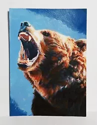 Buy Mad Grizzley Bear ACEO Original Animal PAINTING By Leslie Popp • 6.72£