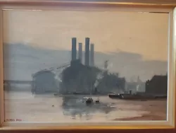 Buy MARCUS FORD 20 X26  OIL PAINTING CHELSEA WHARF LOTS RD POWER STATION THAMES VIEW • 1,200£