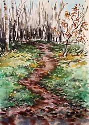 Buy Nature Walk Woods Trees Countryside Wellies Original Watercolour Painting • 35£