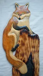 Buy Wood  Chainsaw Carving RED FOX Cabin Decor Wall Art  Carved Cub 1 • 146.14£