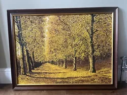 Buy Large Oil Painting On Canvas Board Woodland Trees Autumn Park Forest Yellow • 80£