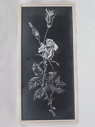 Buy Vintage Rose Art Framed Black And White Rose Signed Rose McNeil Rare Prop • 19.99£
