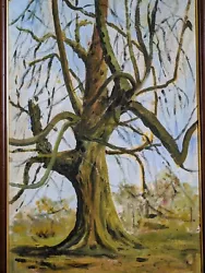 Buy Impressionist Large Original Oil Painting Unsigned Landscape The Great Tree • 89.99£