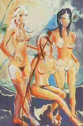 Buy Stones Artist Ronnie Wood 3 Nudes Painted In Vegas  Fabulous Mounted Picture • 15£