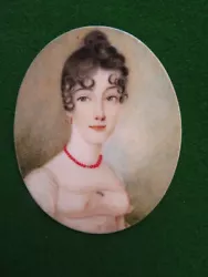 Buy Antique  19thc Portrait Miniature Of A Lady With  Coral Necklace- Signed Ree • 103£