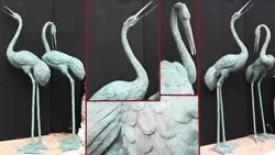 Buy Pair Giant Bronze Crane Stork Statues Garden Bird Sculpture 8 Ft • 3,750£
