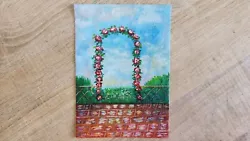 Buy Rose Terrace Acrylic Landscape Painting - Rose Flowers Artwork 5x7 Inches Art • 12£