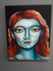 Buy Original Artwork Vampire Goth Alt Witch Oil Portrait Canvas Painting Signed  • 25£