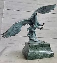 Buy Handcrafted Original Bronze Eagle Sculpture Color PATINA Signed Figurine Deal • 756.84£