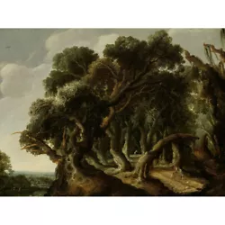 Buy Van Geel Wooded Landscape Trees Painting Canvas Wall Art Print Poster • 13.99£